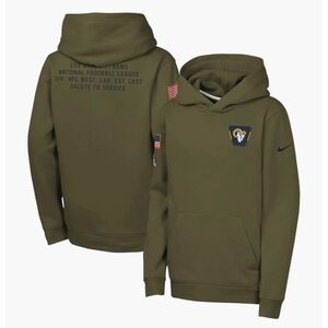 Youth Nike Olive Los Angeles Rams 2025 Salute to Service Club Fleece Hoodie